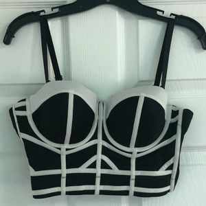 Fashion Nova Black with White Piping Bustier